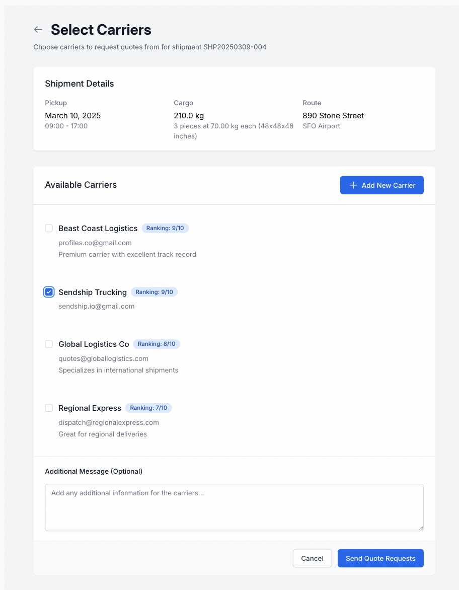 Send Quote Request