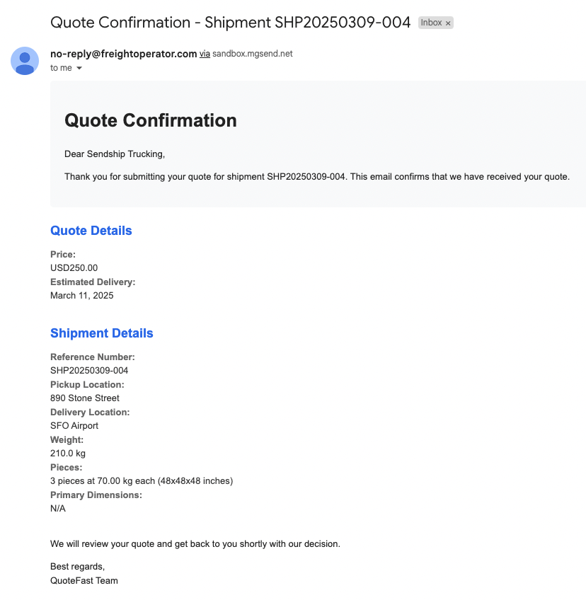Quote Confirmation